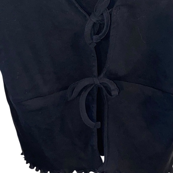 Urban Nation Long Sleeve  Black 100% Cotton  double  Tie-Front Top / shrug - Picture 4 of 7